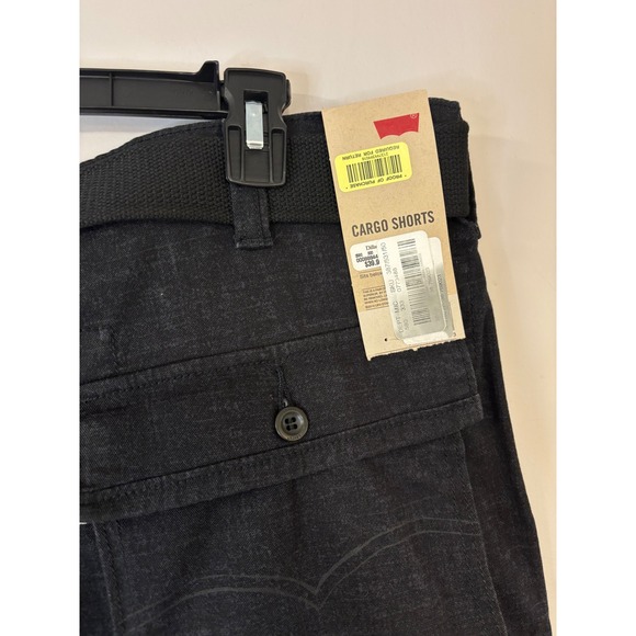 Levi's Mens Cargo Shorts Black Belted Relaxed Fit Cotton Blend size‎ 38 - Picture 4 of 9